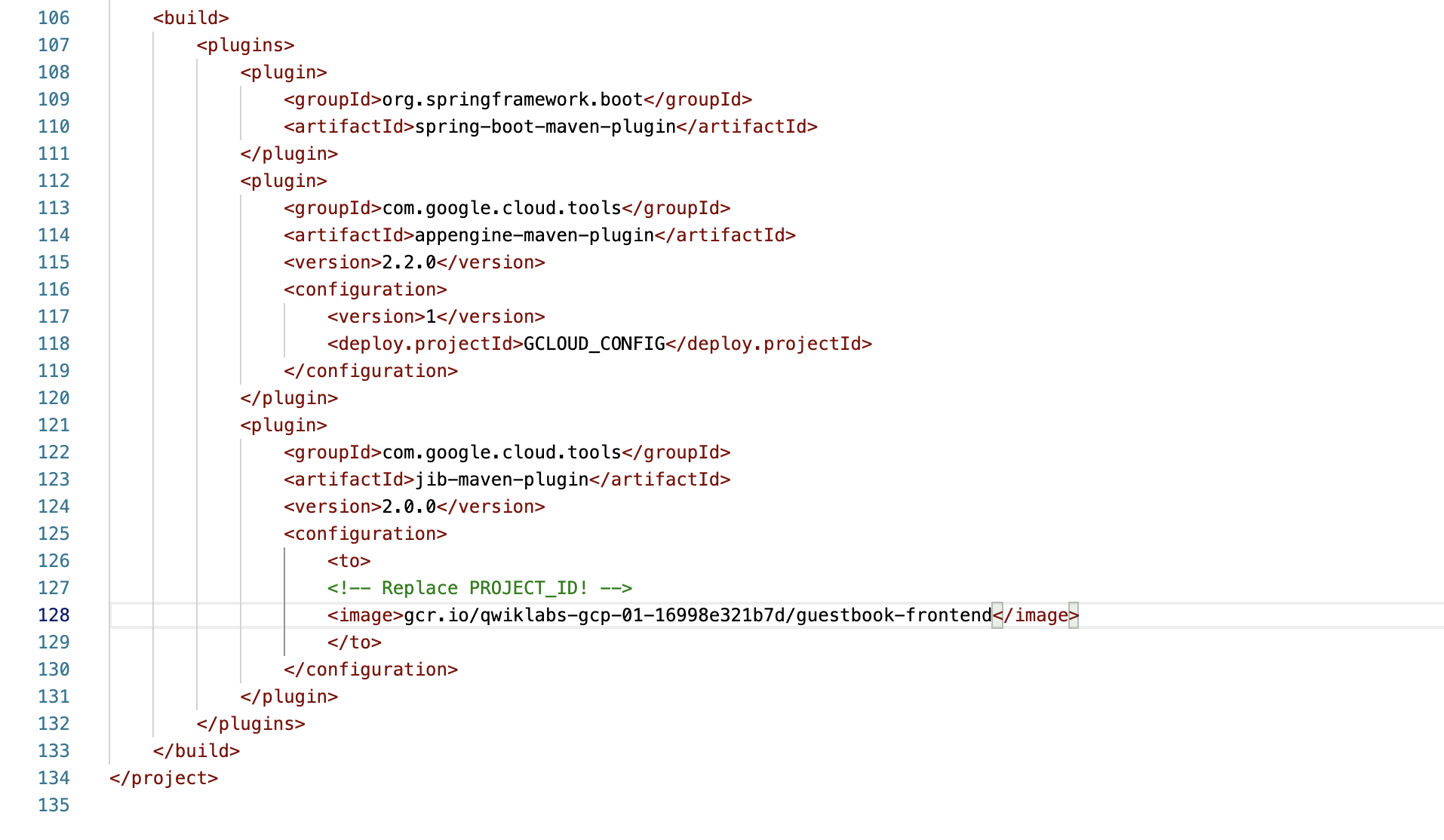Lines of code including new plugin definition for the Jib Maven plugin