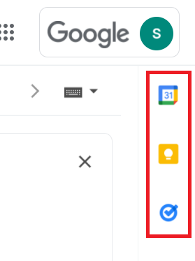 Localização dos aplicativos na barra lateral do Gmail