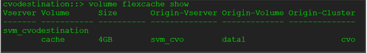 Verify flexcache volume created