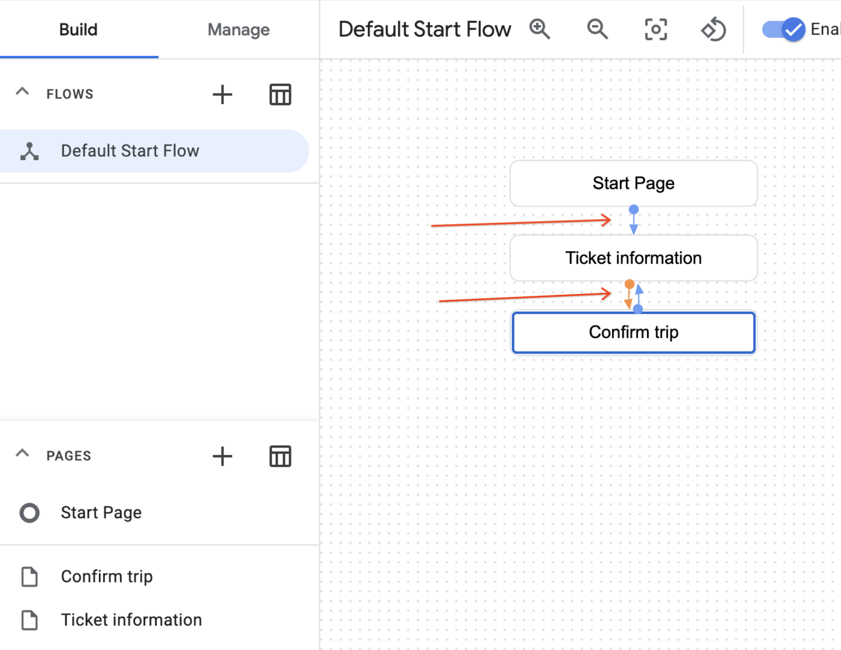 Build view displaying the flow diagram