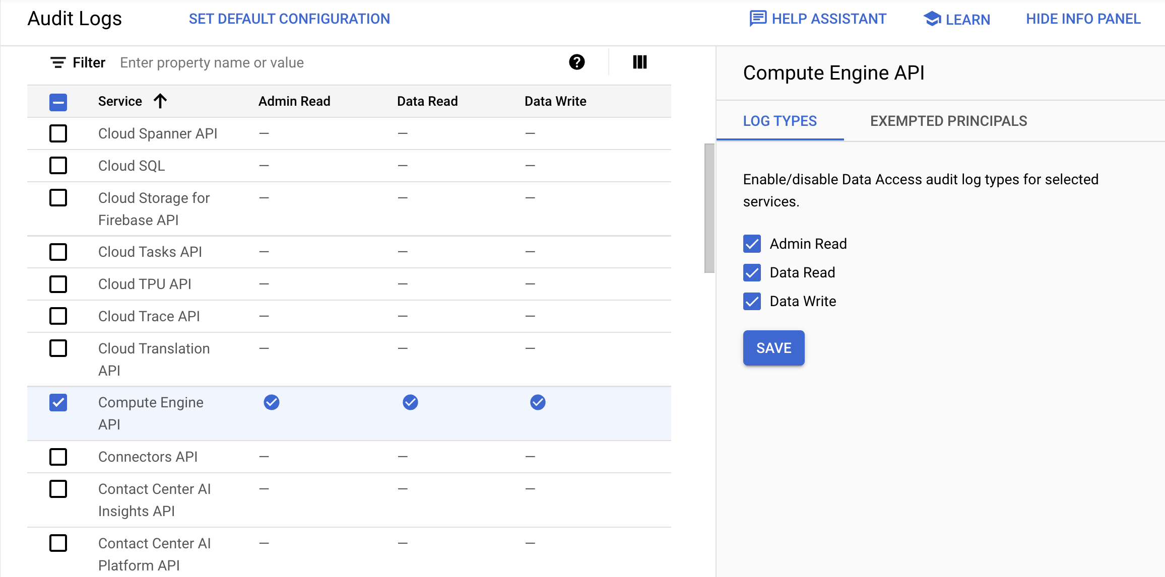 check admin read, data read, data write