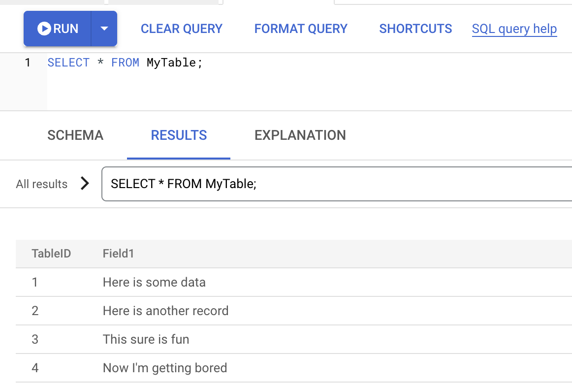 Query Results