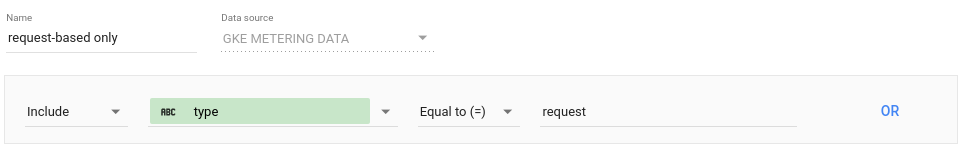 フィルタ オプションが「Include（含む）」に設定されていて、タイプが選択されている。
