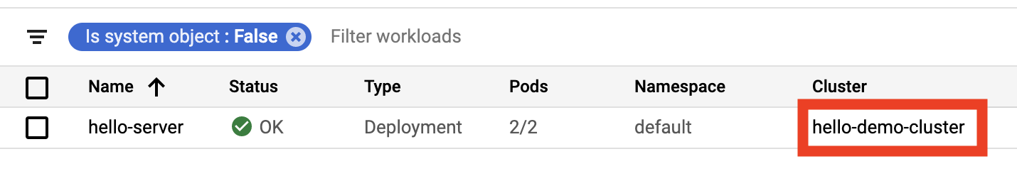 hello-demo-cluster ditandai di tab nodes