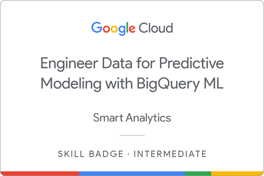 Odznaka za ukończenie szkolenia Engineer Data for Predictive Modeling with BigQuery ML