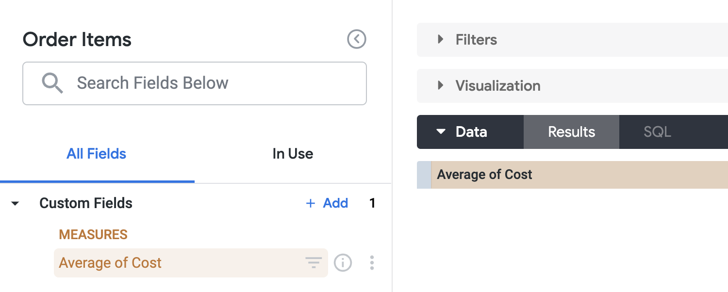 Average of Cost custom field with more options displayed