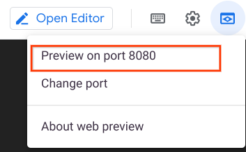 Web Preview icon at the top of the Cloud Shell window