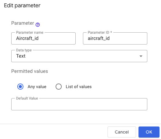 Looker Studio set parameter