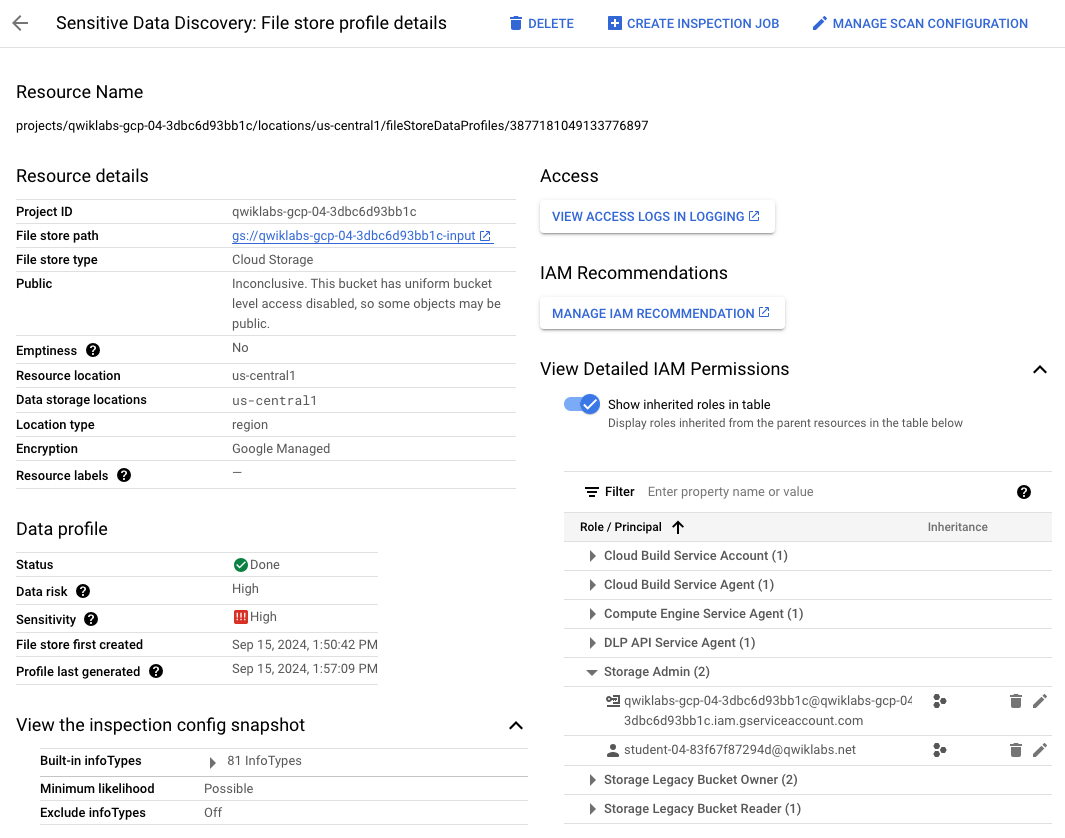 Sensitive Data Discovery: File store profile details