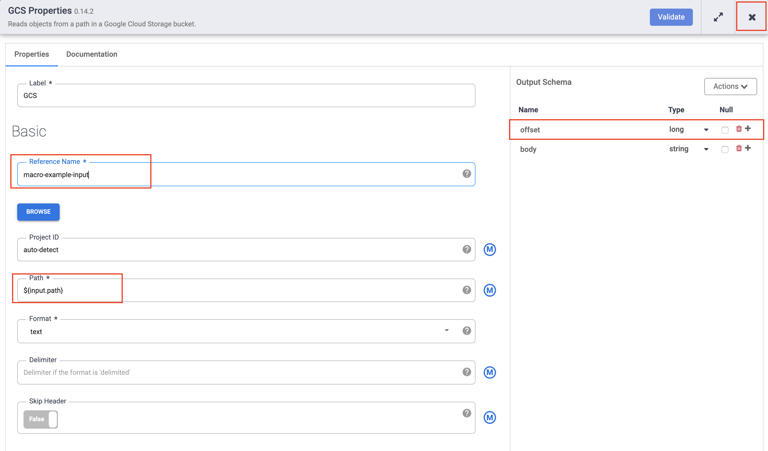 Offset delete button highlighted
