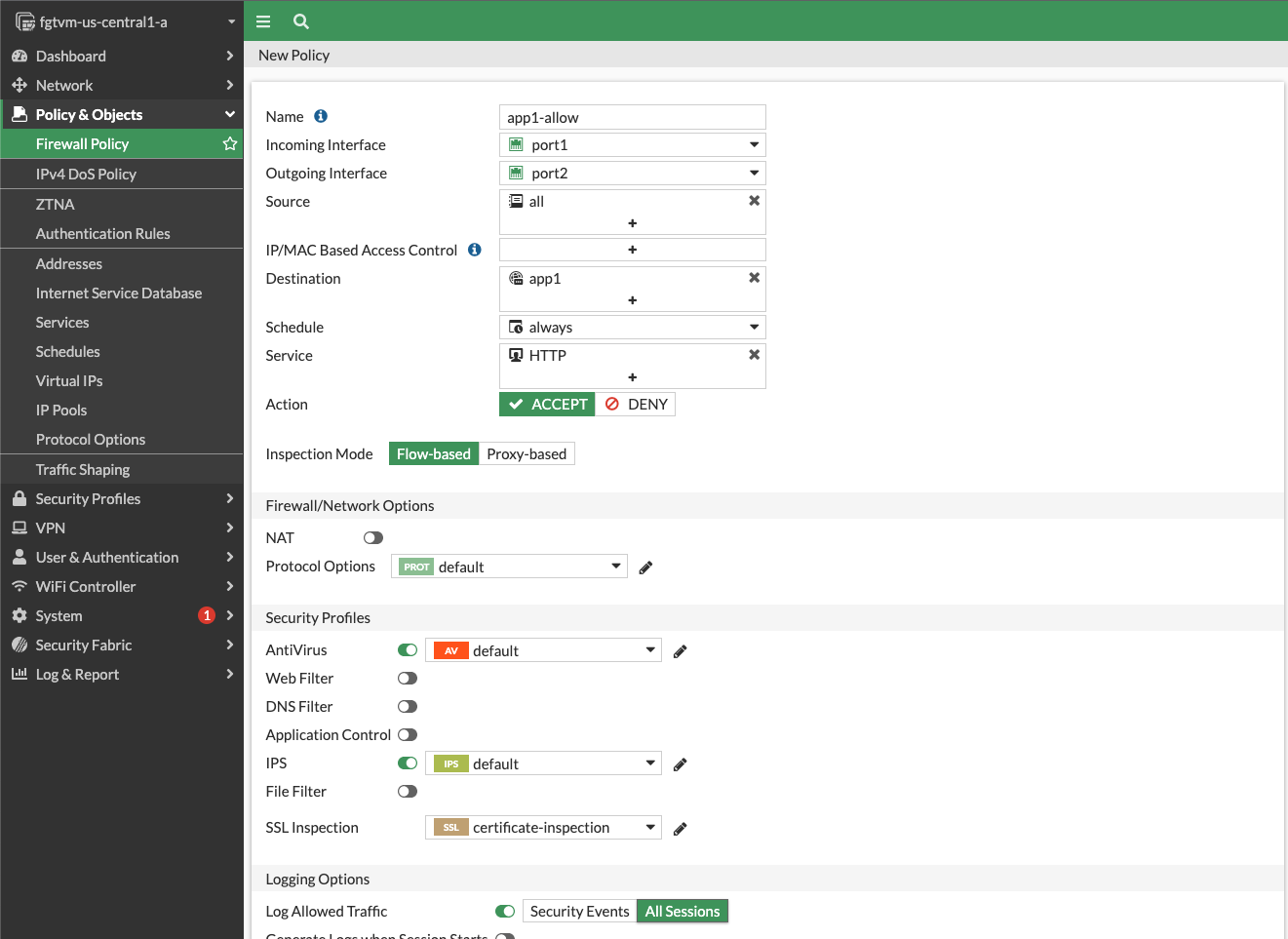 FortiGate - new inbound firewall policy