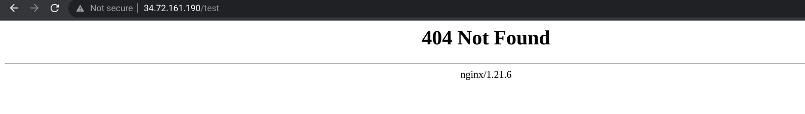 Hello page displaying 404 Not Found error message