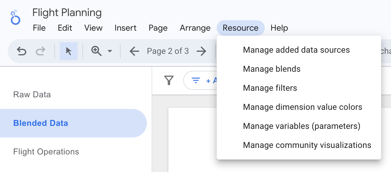 Looker Studio manage blend
