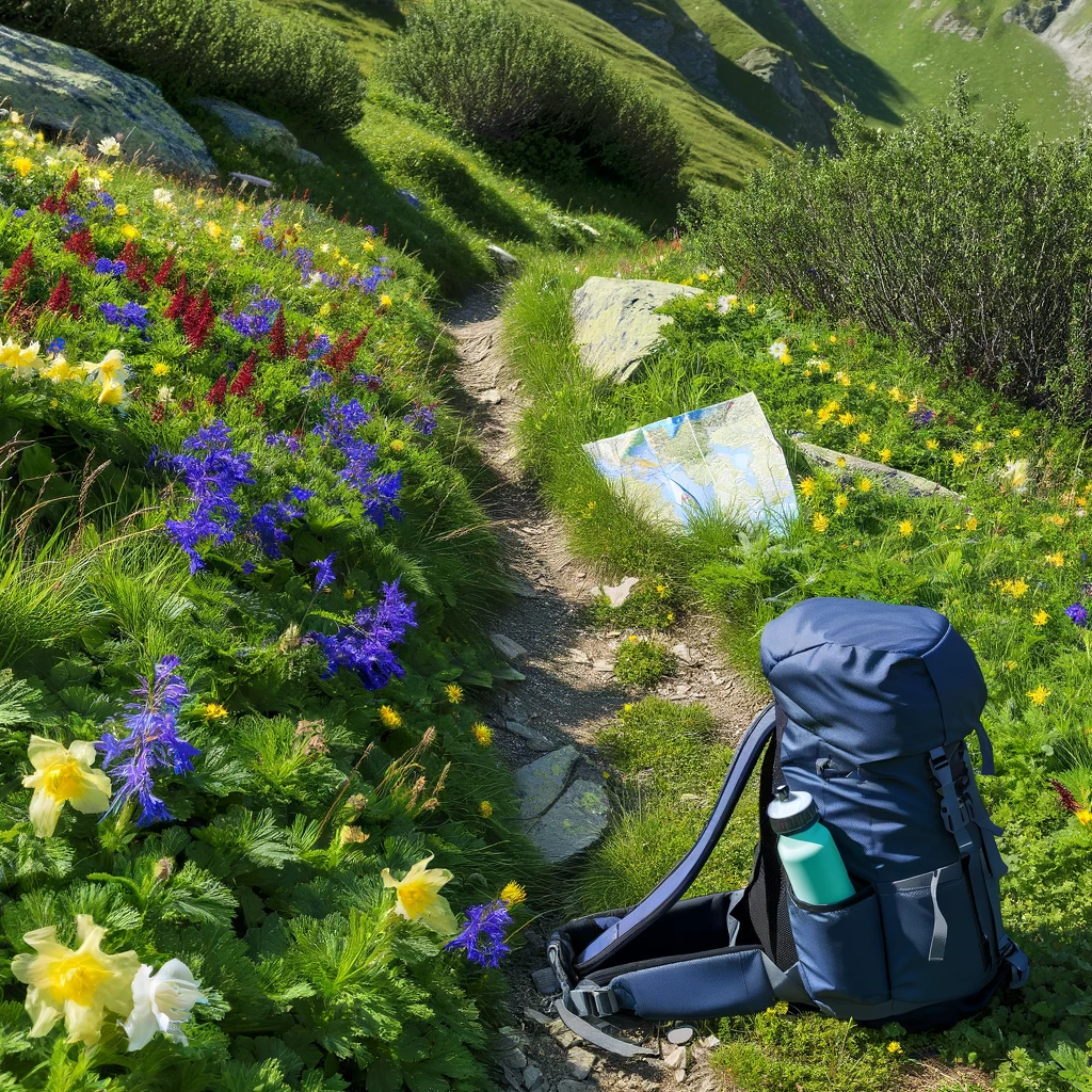 sac à dos sur un sentier