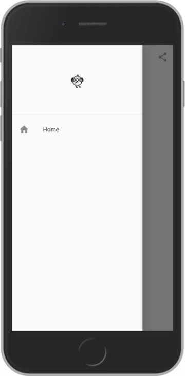A mobile phone screen displaying a blank page with an icon and a Home button