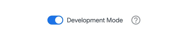 Development mode toggle set to enabled