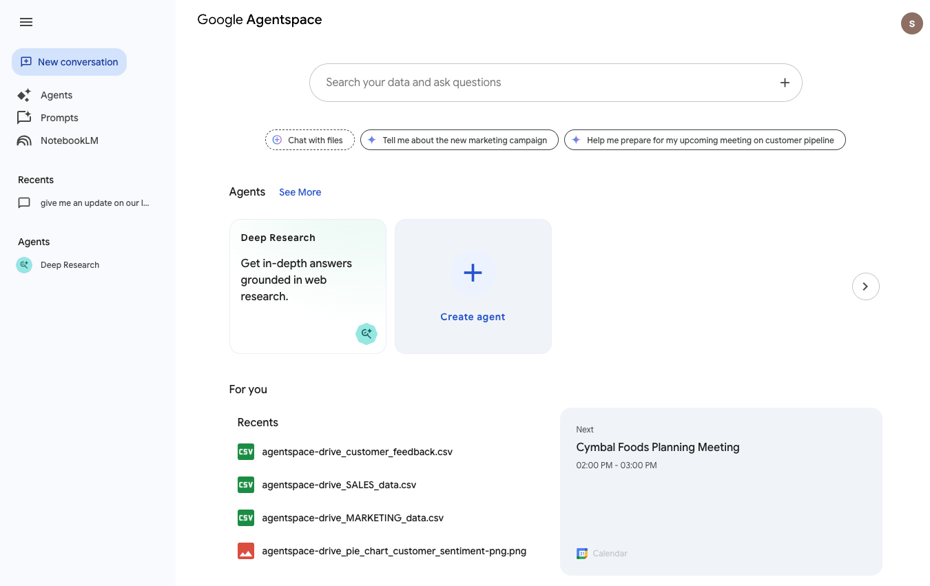 agentspace home page