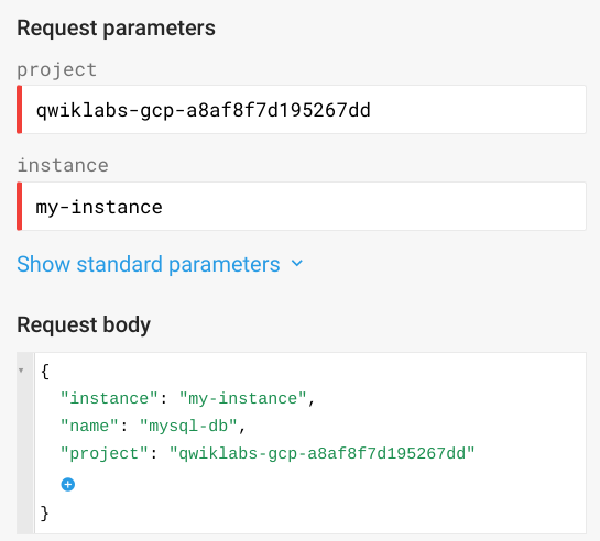 Lines of code in the Request body field