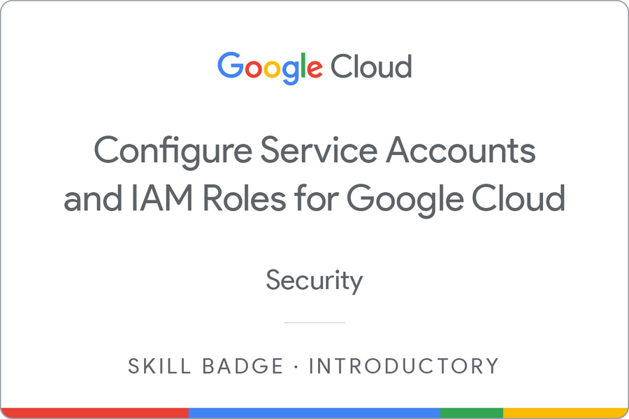 Odznaka za ukończenie szkolenia Configure Service Accounts and IAM Roles for Google Cloud