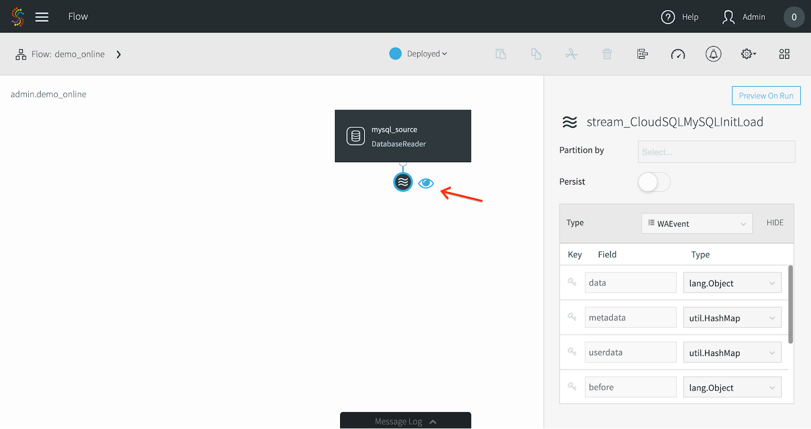 UI でハイライト表示された目のアイコン