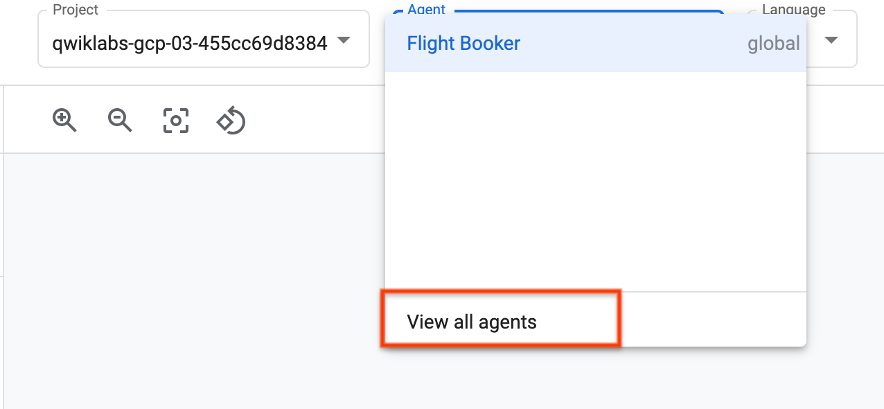 Expanded Agent dropdown with View all agents button highlighted