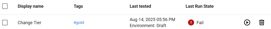 Test Case run output