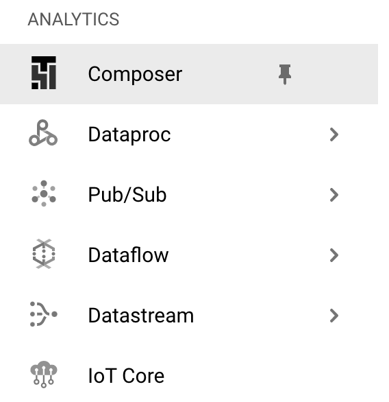 ナビゲーション メニューでハイライト表示された Composer