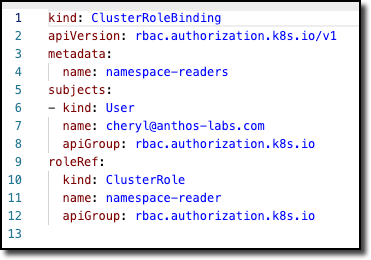Configuration du ClusterRoleBinding
