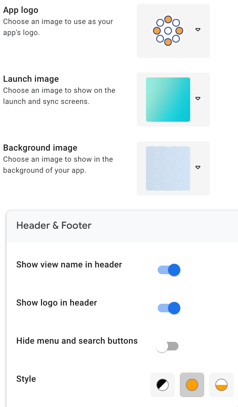 The selected branding options