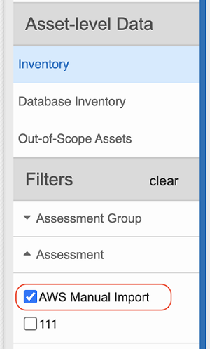 The AWS Manual Import option hihglighted on the Filters menu