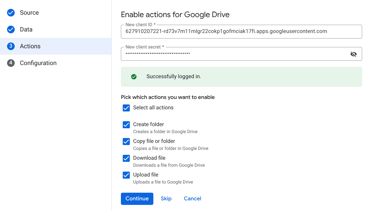 Enable Drive Actions Datastore
