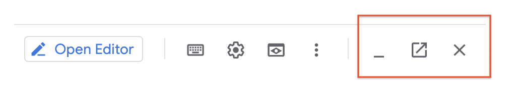 three icons on far right of Cloud Shell toolbar