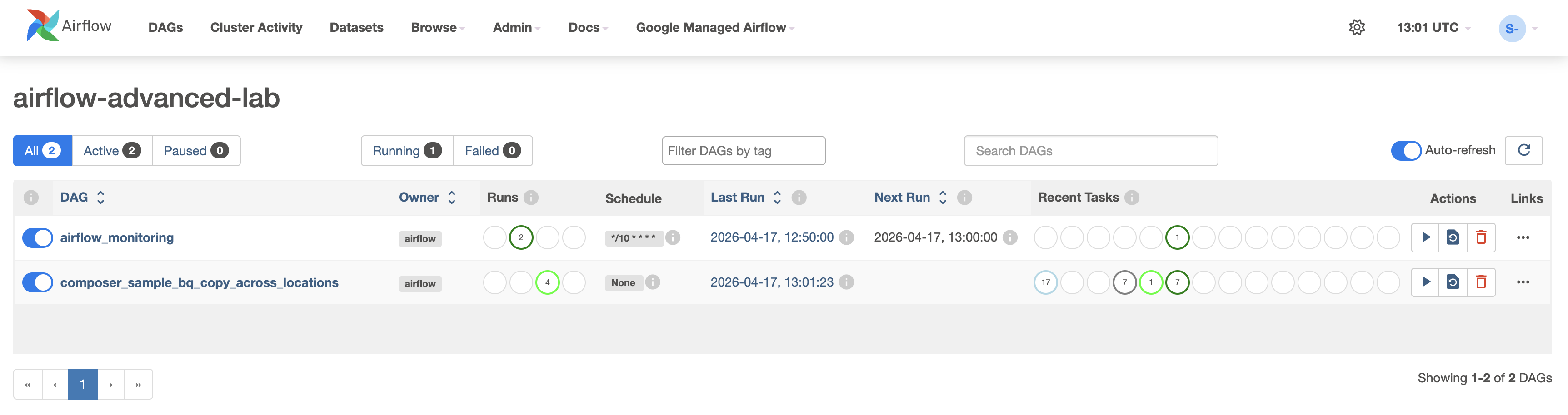 Green DAG Runs status