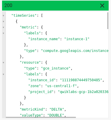 Cuerpo de la solicitud para utilizar el método projects.timeSeries.list