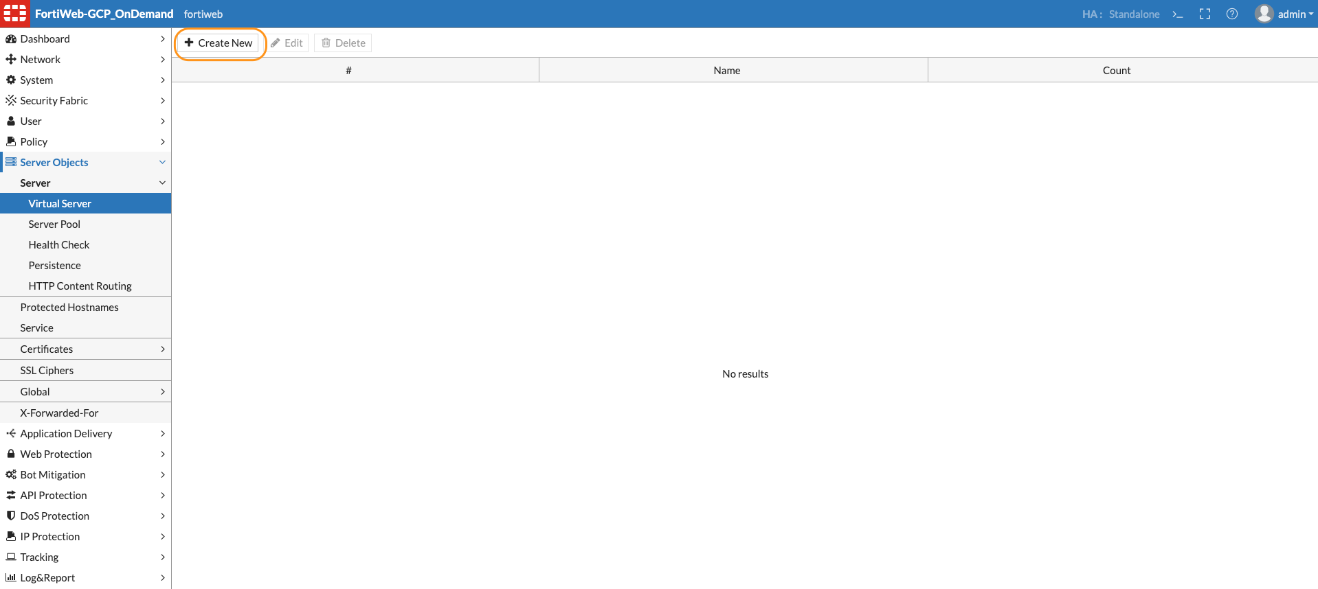 FortiWeb Virtual Server