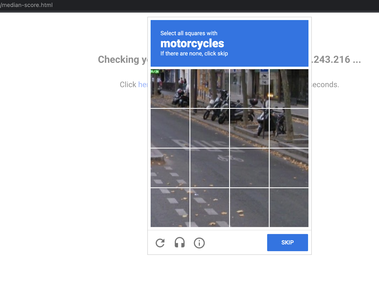 Google reCAPTCHA dialog