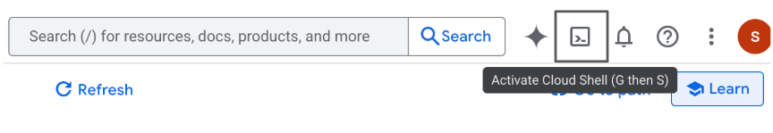 Click the Cloud Shell Icon