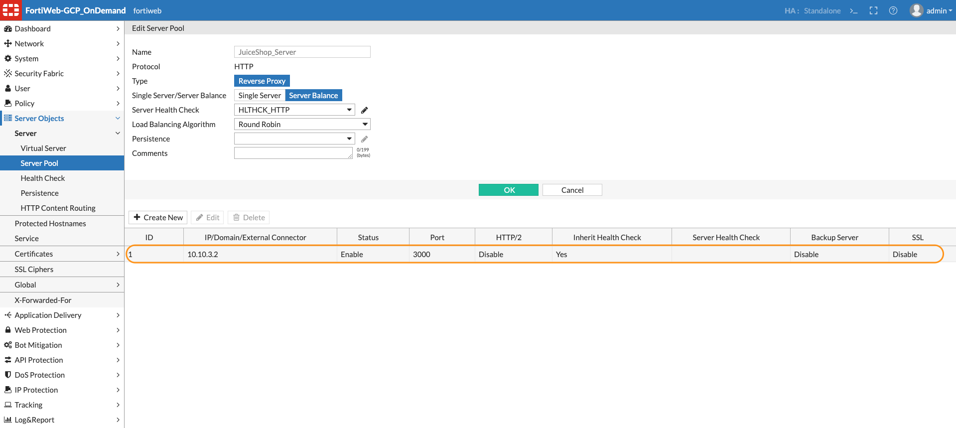 FortiWeb Server Object